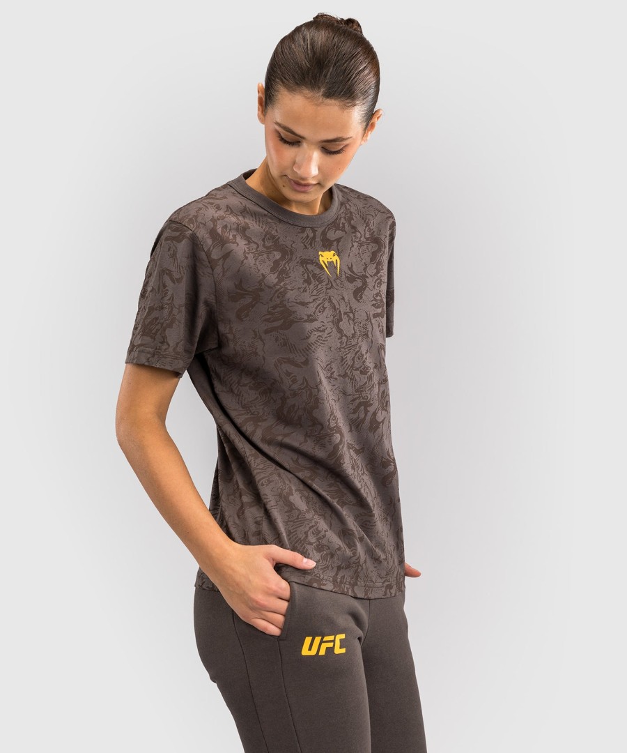 ufc fusion by venum fight week kortærmet t-shirt til kvinder i bomuld - jordbrun