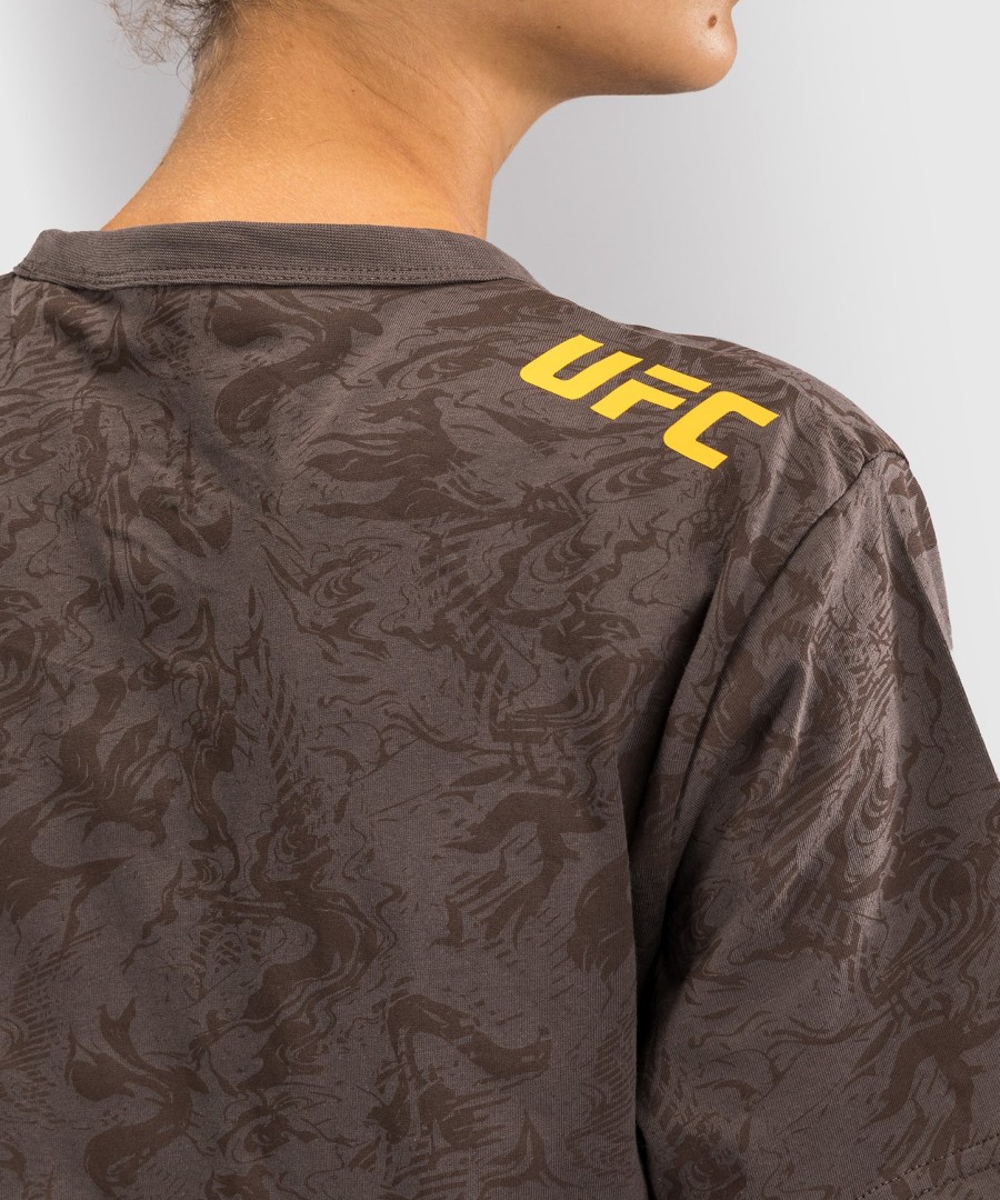 ufc fusion by venum fight week kortærmet t-shirt til kvinder i bomuld - jordbrun