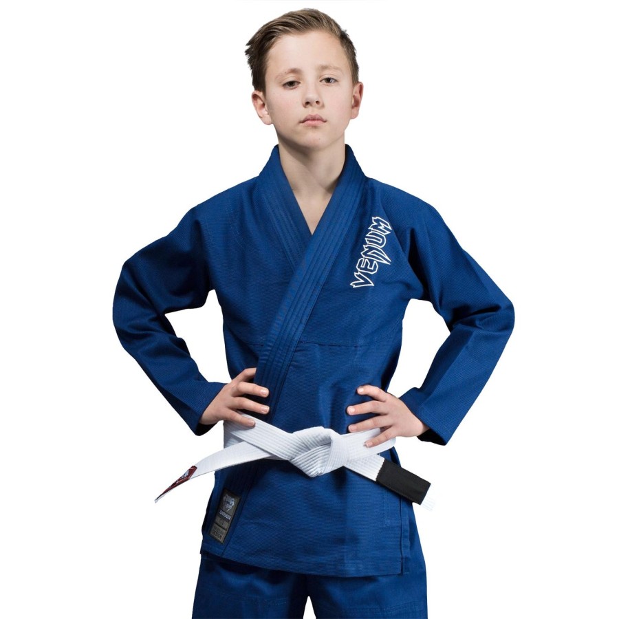 venum contender kids bjj gi gratis hvidt bælte inkluderet - blå