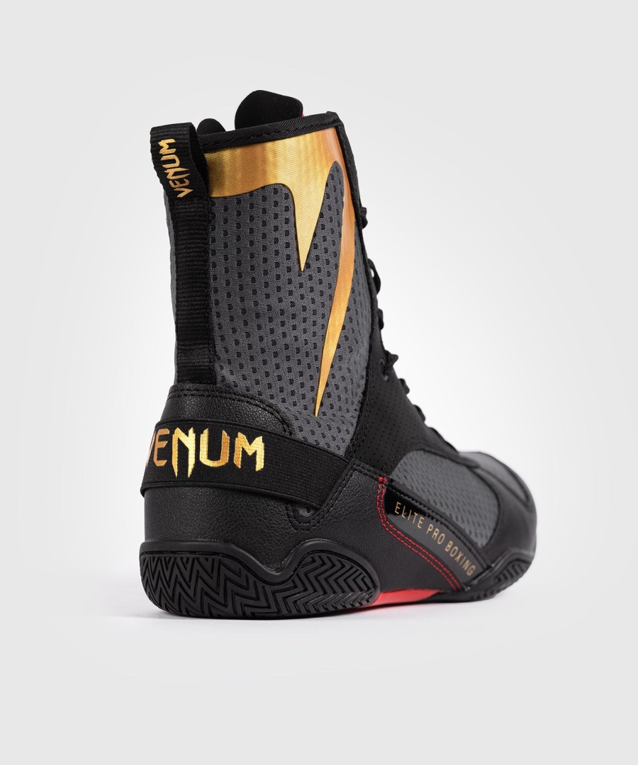 venum elite boksesko - stormgrå guld