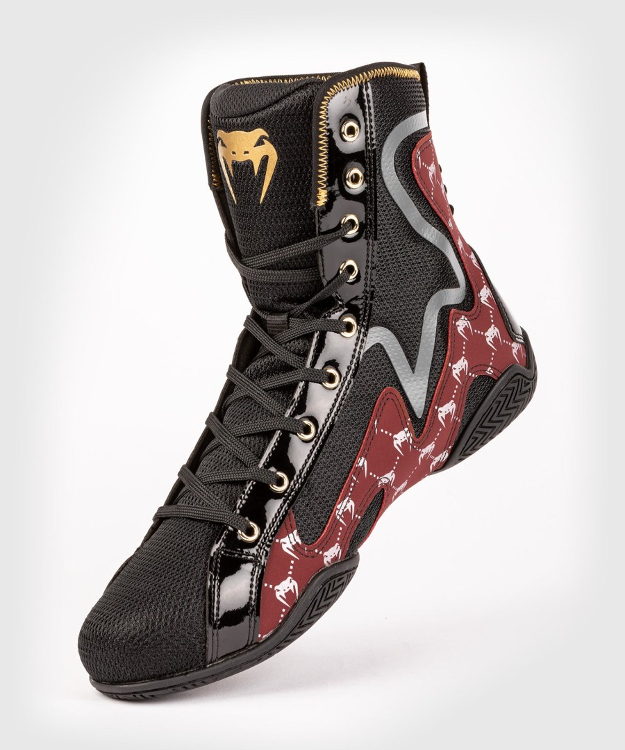 venum elite evo monogram boksesko – sortbordeauxrød