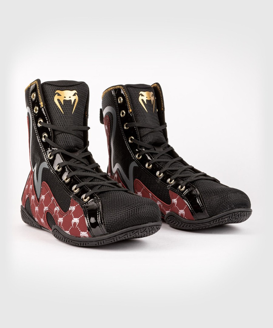 venum elite evo monogram boksesko – sortbordeauxrød