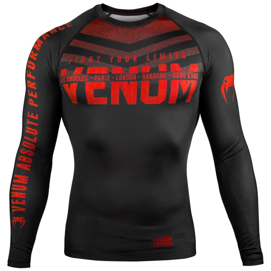 venum signature rashguard - langærmet - sortrød