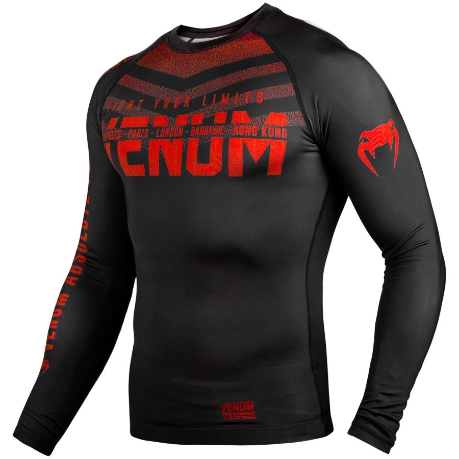 venum signature rashguard - langærmet - sortrød