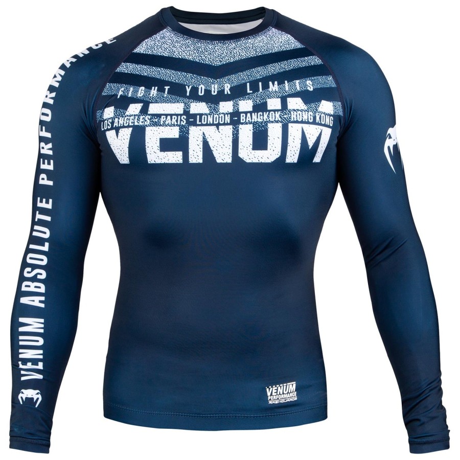 venum signature rashguard - lange Ærmer - marineblåhvid