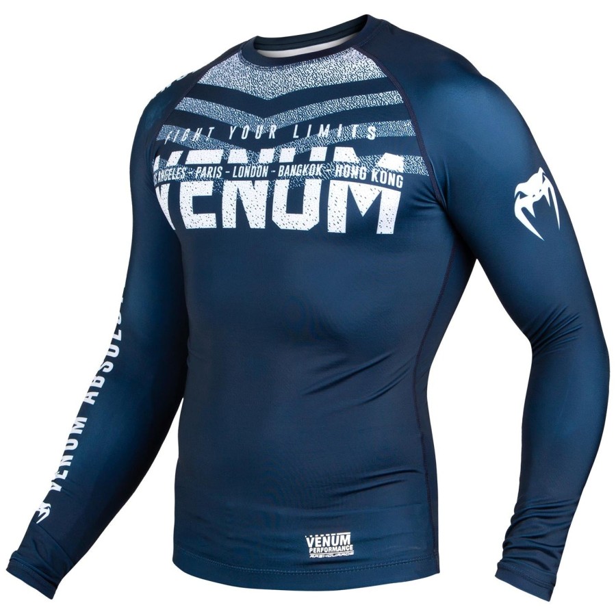 venum signature rashguard - lange Ærmer - marineblåhvid