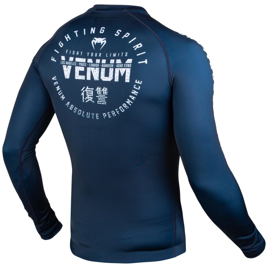 venum signature rashguard - lange Ærmer - marineblåhvid