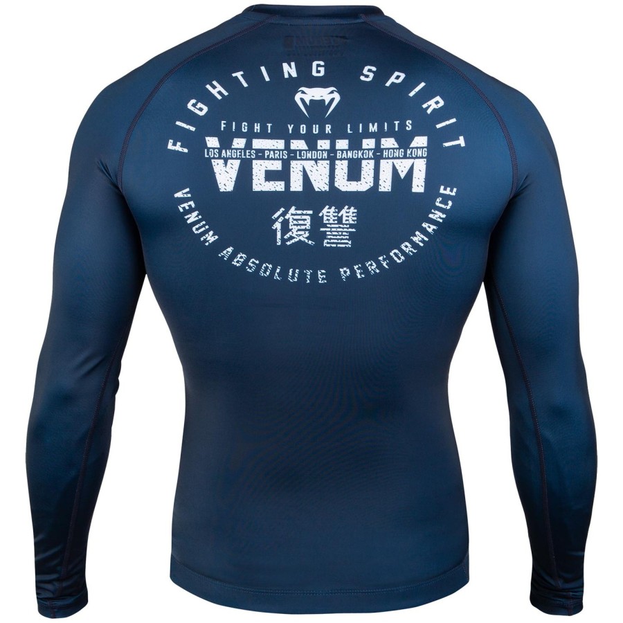 venum signature rashguard - lange Ærmer - marineblåhvid