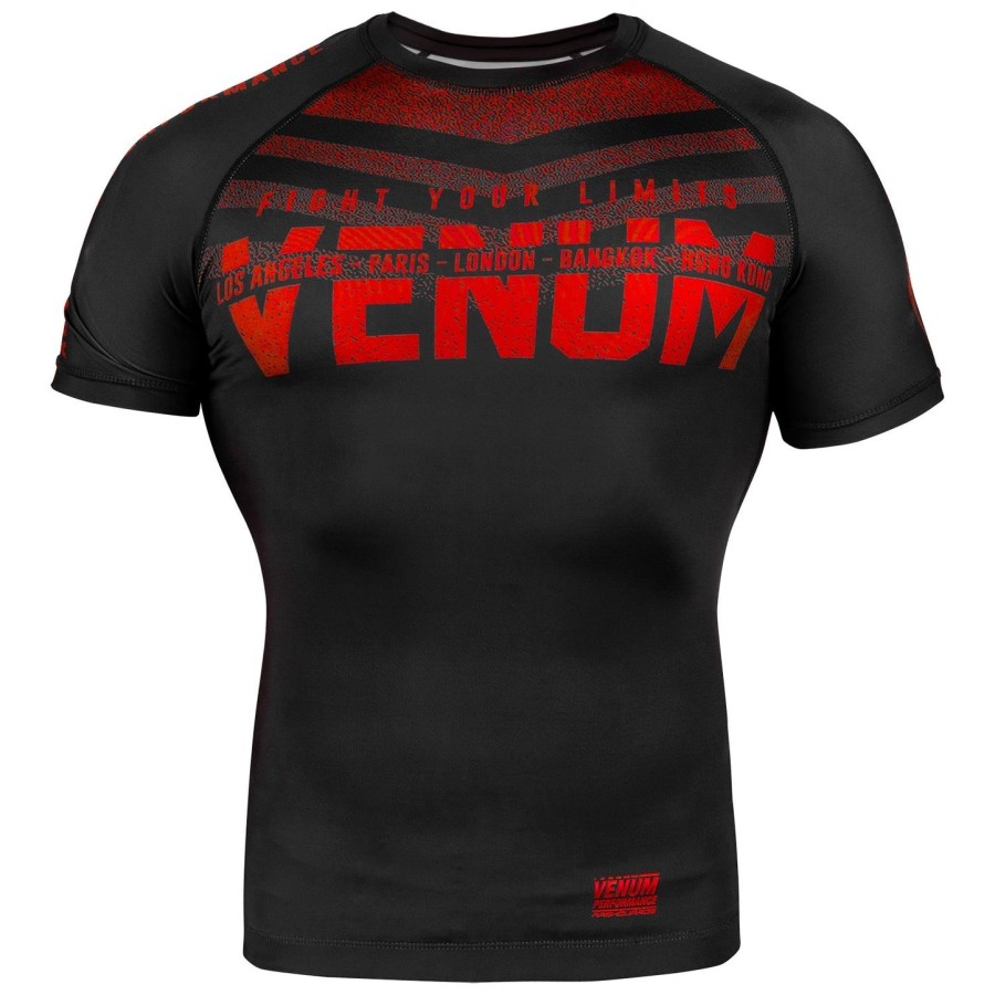 venum signature rashguard - kortærmet - sortrød