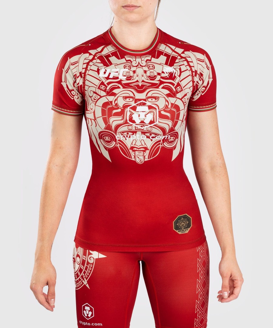 noche ufc by venum authentic fight night kvinder performance kortærmet rashguard - rød