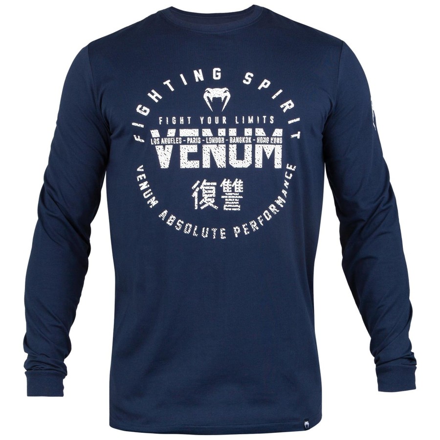 venum signature t-shirt - lange Ærmer - marineblåhvid
