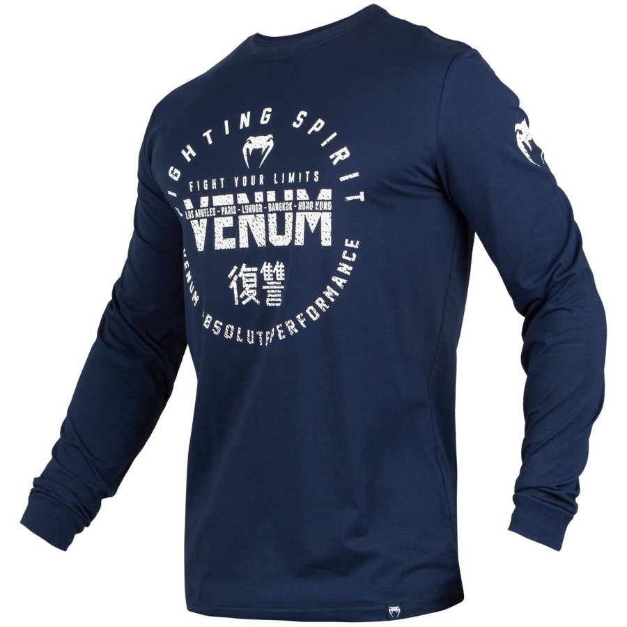 venum signature t-shirt - lange Ærmer - marineblåhvid