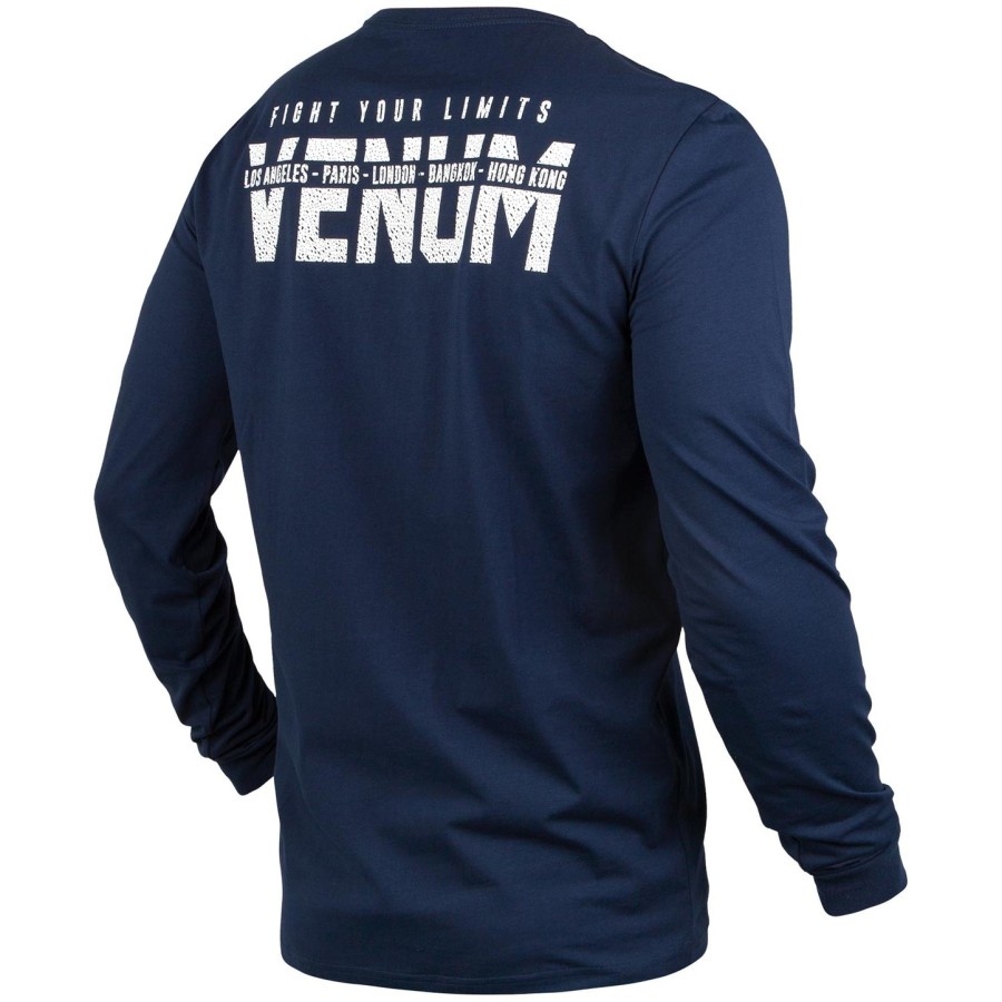 venum signature t-shirt - lange Ærmer - marineblåhvid