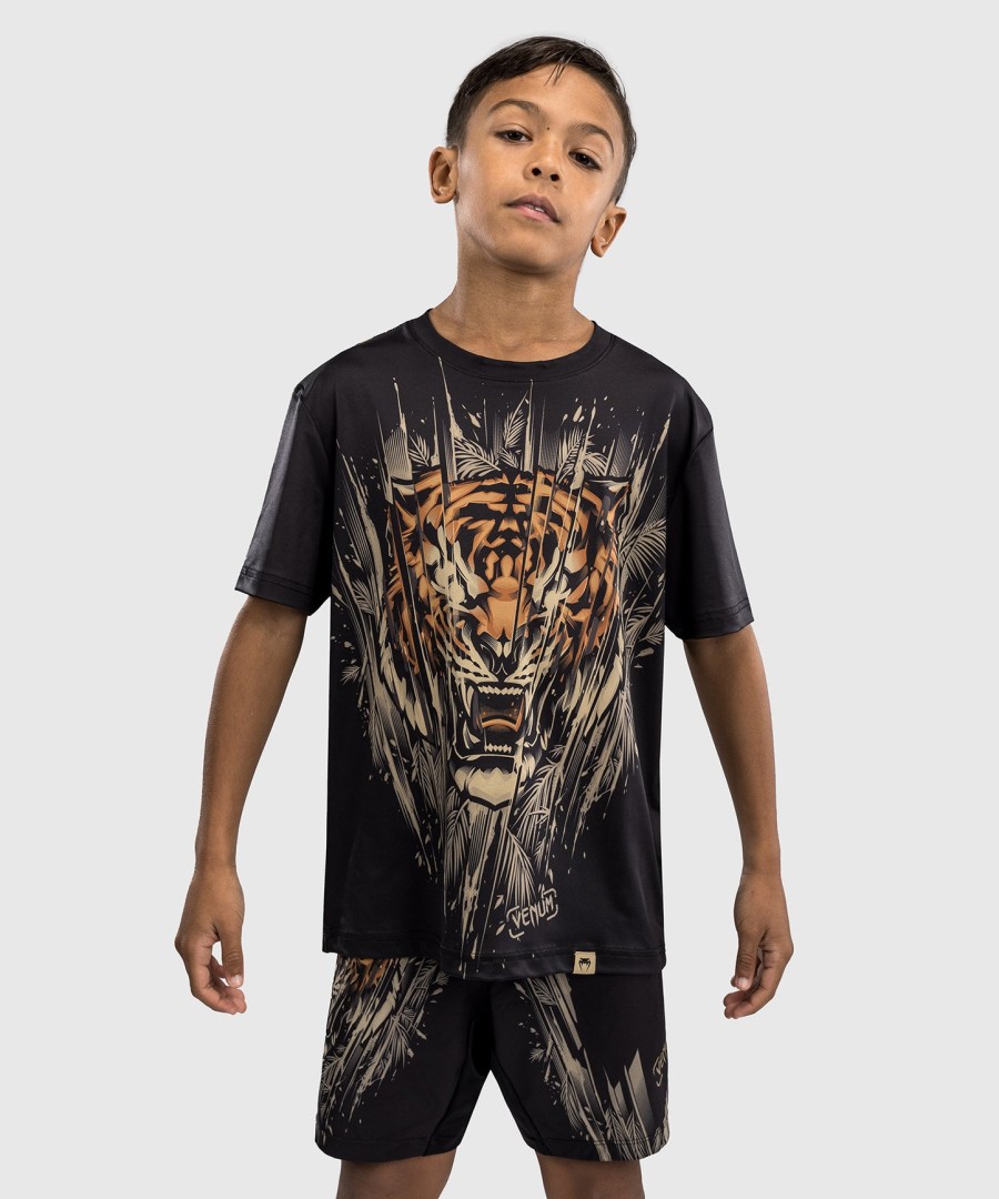 venum tiger børne dry tech t-shirt - sortneon orange
