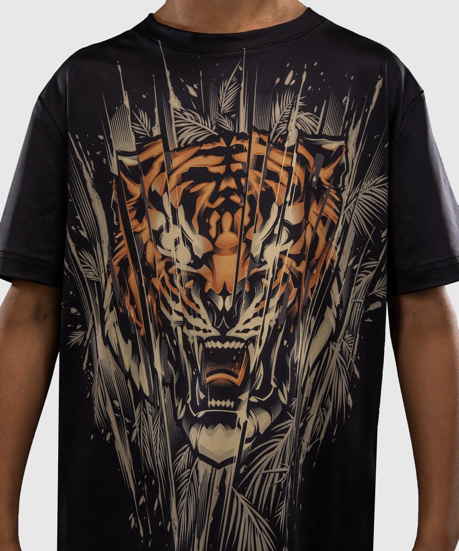 venum tiger børne dry tech t-shirt - sortneon orange