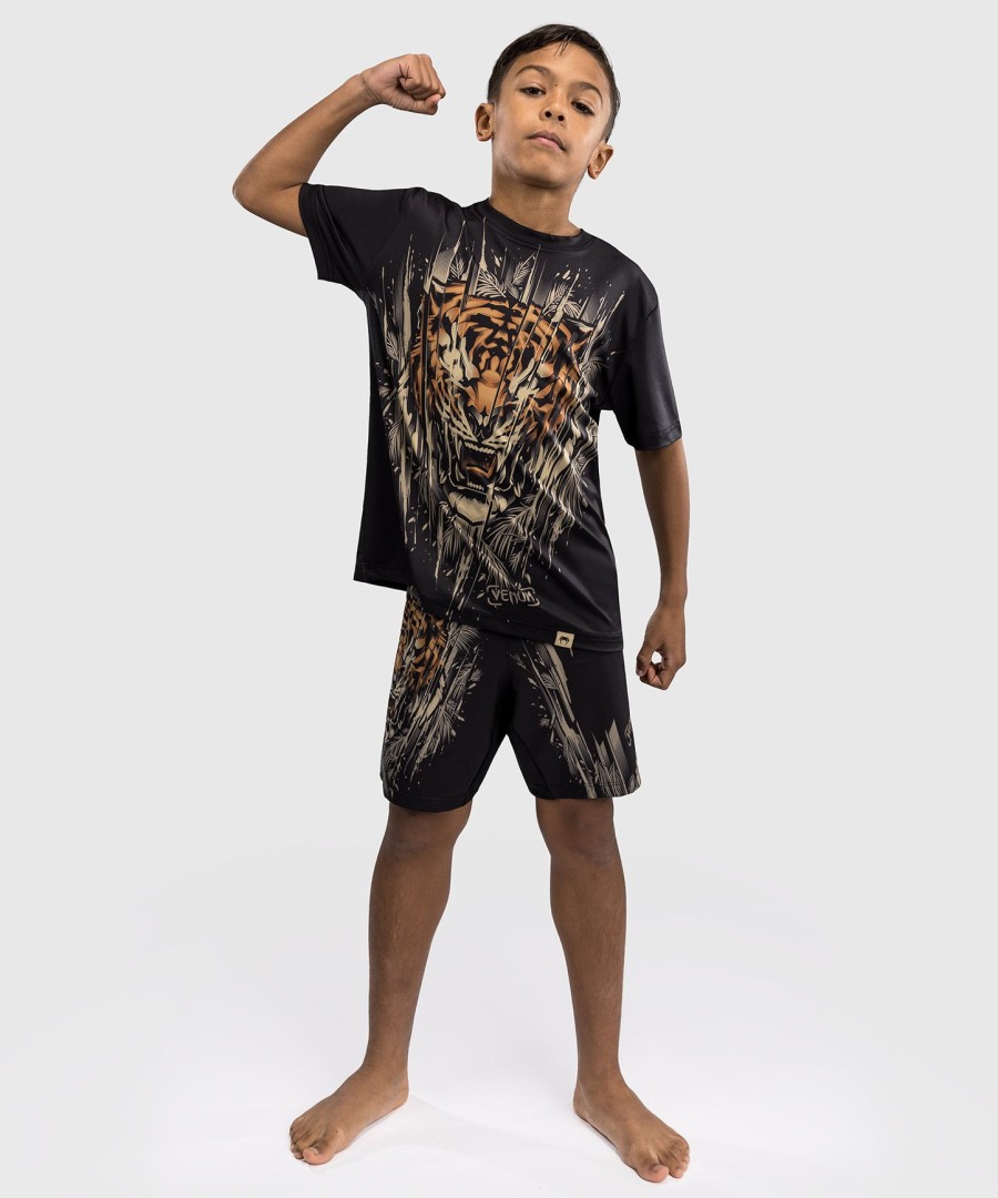 venum tiger børne dry tech t-shirt - sortneon orange