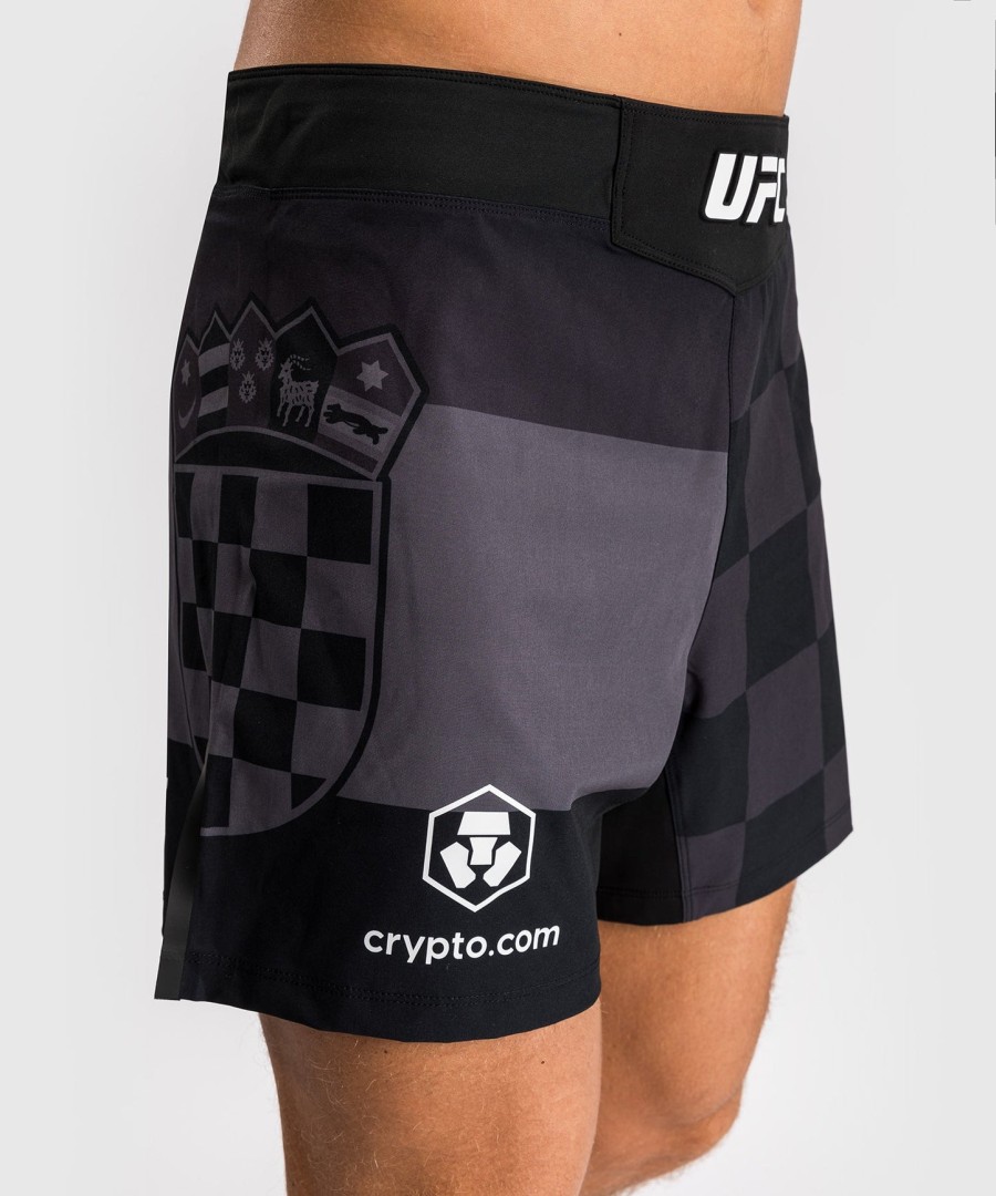 herre ufc unrivaled by venum black stipe miocic short fit fight shorts