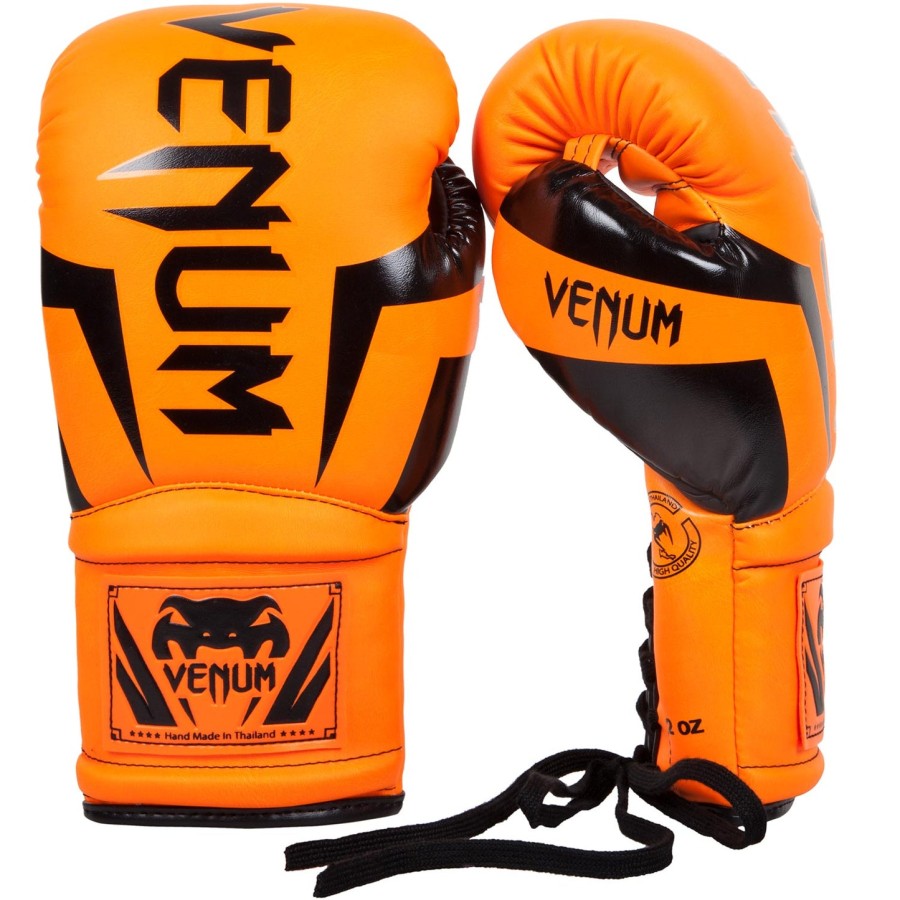venum elite boksehandsker med snørebånd - neo orange