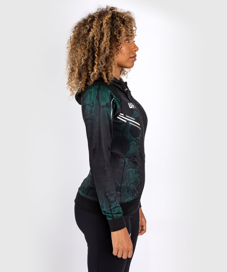 ufc adrenaline by venum authentic fight night women walkout hoodie - emerald edition - grønsort