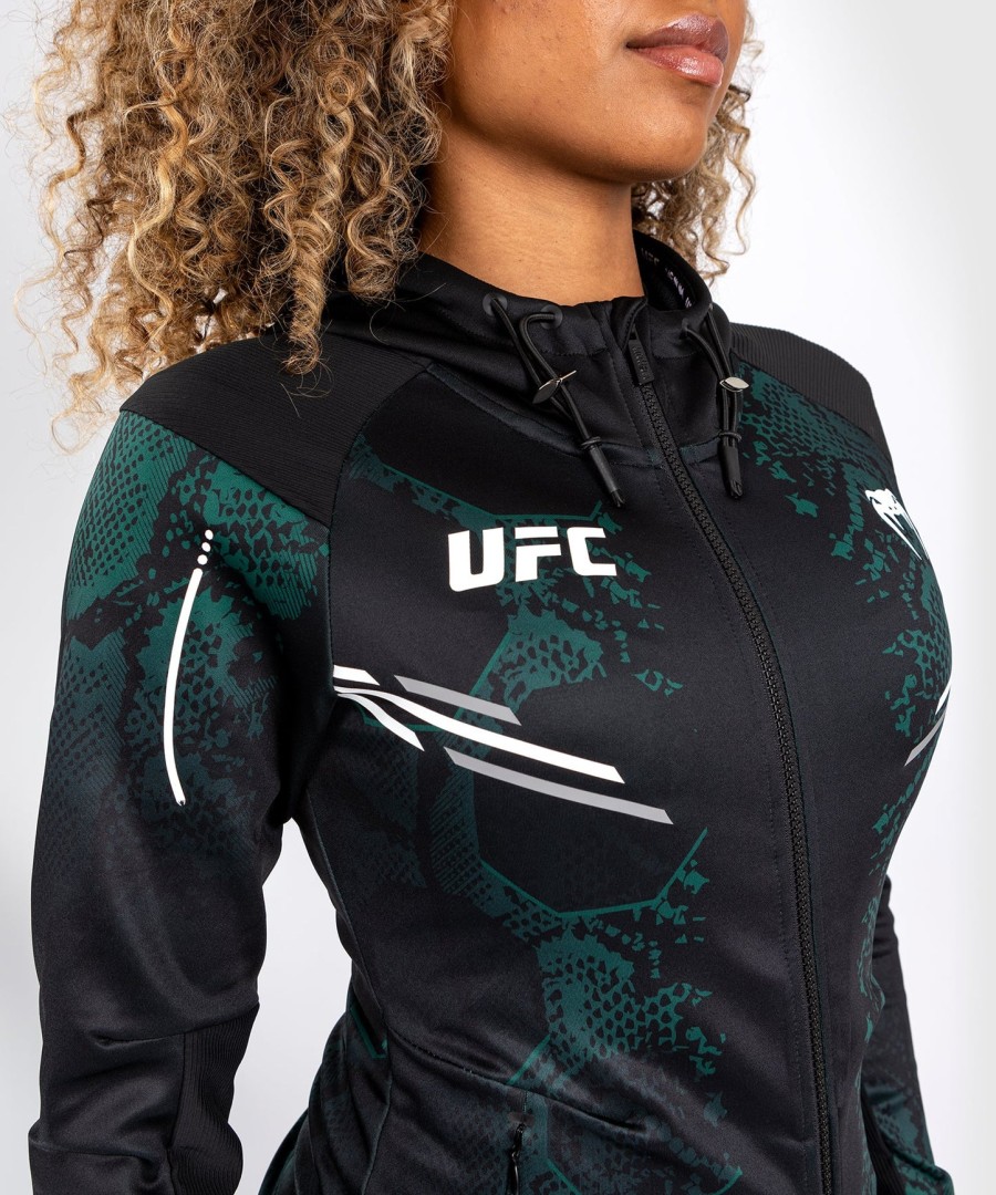 ufc adrenaline by venum authentic fight night women walkout hoodie - emerald edition - grønsort