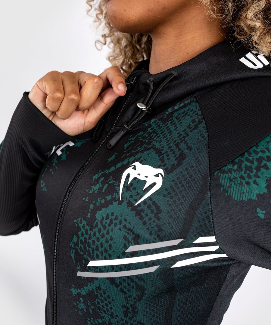 ufc adrenaline by venum authentic fight night women walkout hoodie - emerald edition - grønsort