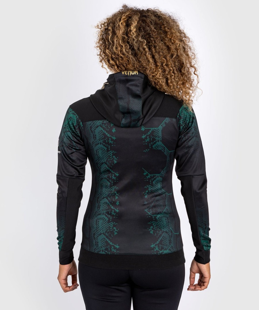 ufc adrenaline by venum authentic fight night women walkout hoodie - emerald edition - grønsortguld