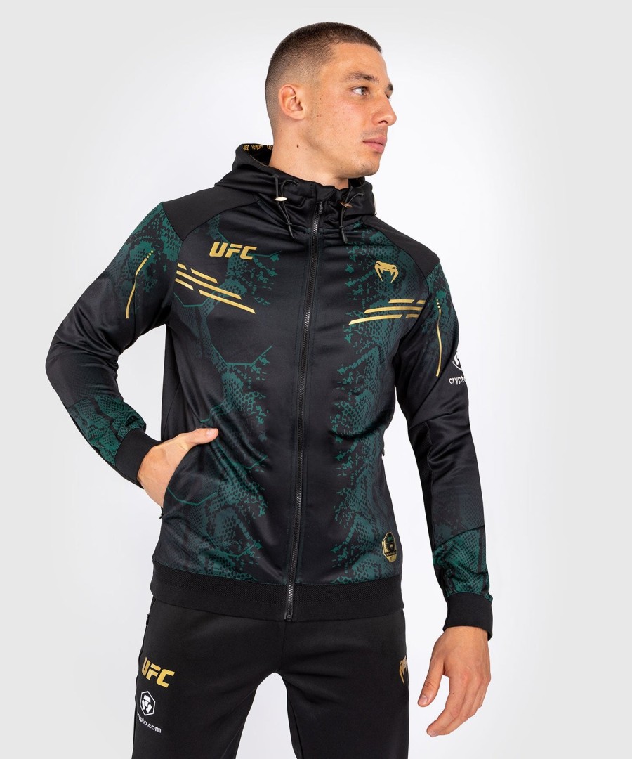 ufc adrenaline by venum authentic fight night herre walkout hættetrøje - emerald edition - grønsortguld