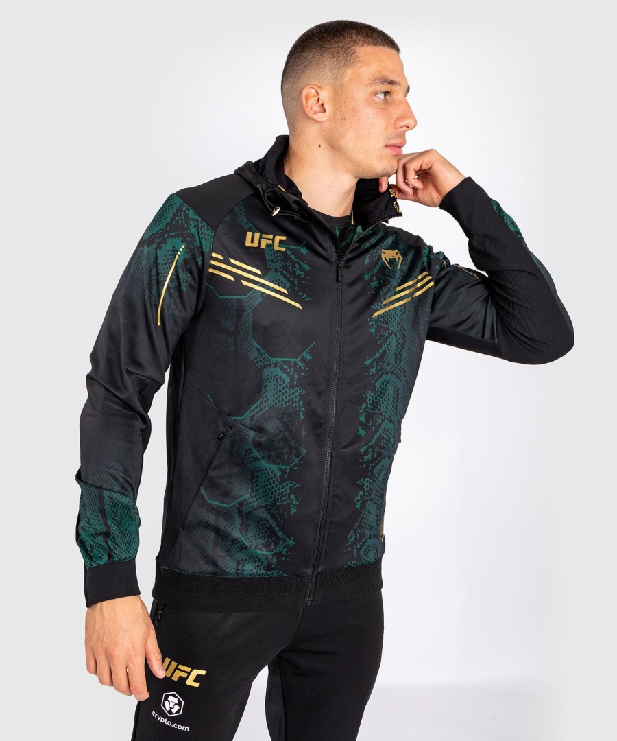 ufc adrenaline by venum authentic fight night herre walkout hættetrøje - emerald edition - grønsortguld