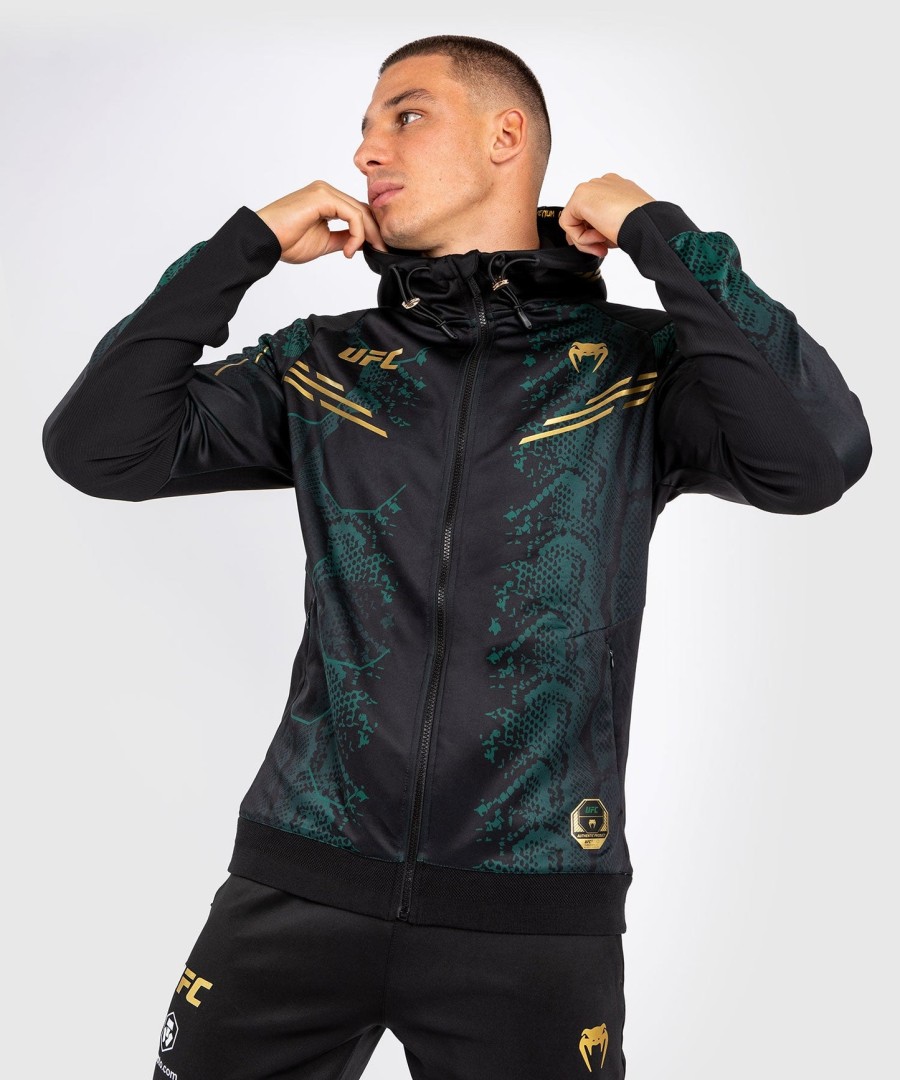ufc adrenaline by venum authentic fight night herre walkout hættetrøje - emerald edition - grønsortguld