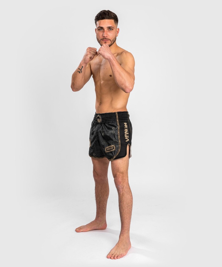 venum santa muerte dark side - muay thai shorts - sortbrun