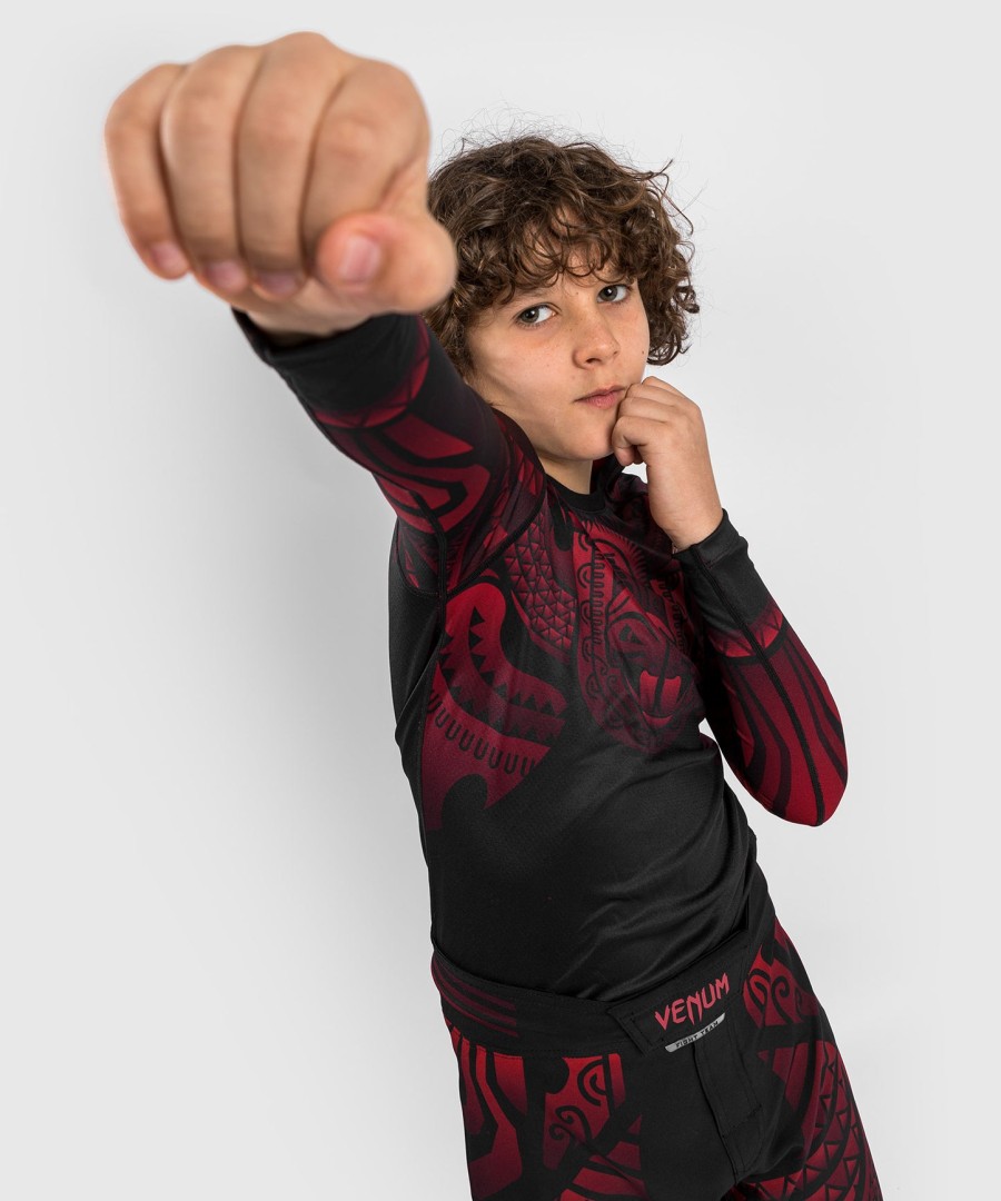 venum nakahi kids rashguard - langærmet - sortrød